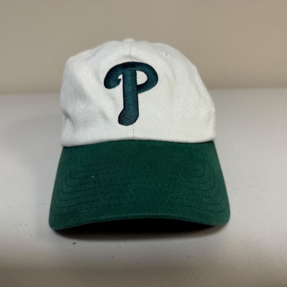 Philadelphia Phillies Baseball Cap Green White MLB Game Philly Logo Hat Genuine